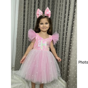 Pink tutu Dress, Personalized Birthday Pink Puffy Dress With Sequins, Birthday Tutu Outfit, Hot Pink Dress for Baby Girls,Pink dress