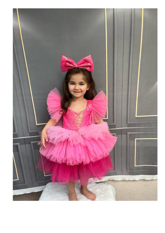 Fuchsia Sequin Tutu Dress: Personalized Birthday Outfit