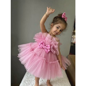 Toddler Dress,Hot pink Dress ,Princess Girl Puffy Dress, Toddler Girl Gift,1st.Birthday Costume,Pink Dress, Tutu Dress,Tulle Dress