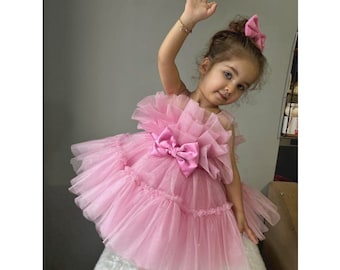 Toddler Dress,Hot pink Dress ,Princess Girl Puffy Dress, Toddler Girl Gift,1st.Birthday Costume,Pink Dress, Tutu Dress,Tulle Dress