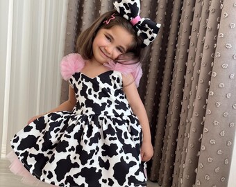 Pink Cow Print Baby Dress: Handmade Cowgirl Birthday Outfit