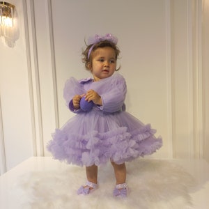 Toddler Dress, 1Year Birthday Dress, Princess Girl Puffy Dress, Toddler Girl Gift,1st.Birthday Costume,Purple Dress, Tutu Dress, Tulle Dress