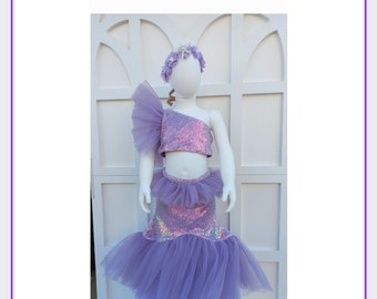 Little Mermaid , Mermaid Costume , Purple Mermaid Tail Dress , Special Occasion Dress , Birthday Mermaid Outfit, Hallowen Costume Kids