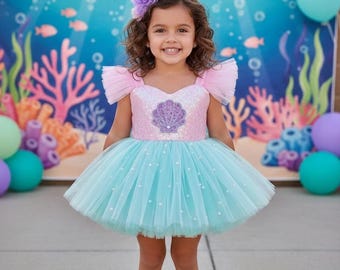 Mermaid Sequin Tutu Dress: Baby Girl Ariel Costume