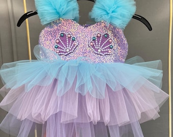 Abito tutù con paillettes da sirena: costume da Ariel per neonati