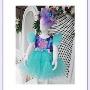 Mermaid Style Dresses, Ariel Mermaid Dress Costume, Mermaid Photoshoot Outfit, Gift Baby Girls Dress, Mermaid Tutu Dress, Toddler Mermaid