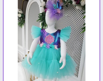 Mermaid Style Dresses, Ariel Mermaid Dress Costume, Mermaid Photoshoot Outfit, Gift Baby Girls Dress, Mermaid Tutu Dress, Toddler Mermaid