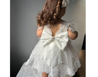 Baptism White Baby Girl Dress, White Toddler Dress, First Birthday Dress, Baby Girl Photoshoot Outfit, Princess Dress, First Birthday Dress,