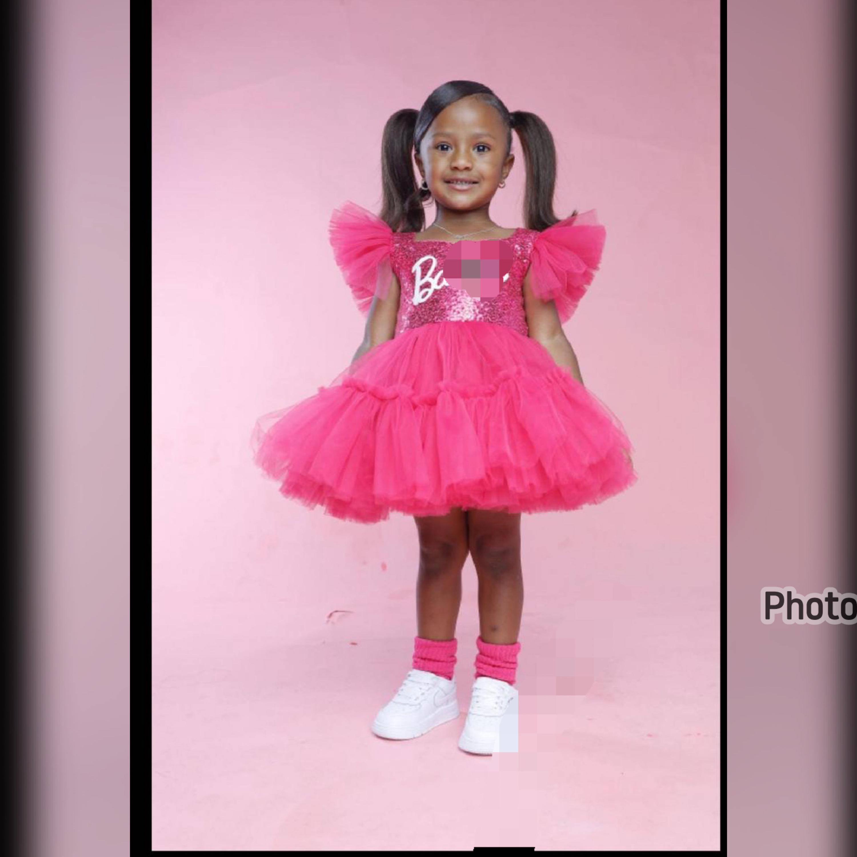 Fuchsia Pink Dress, Personalized Birthday Fuchsia Puffy Dress With Sequins, Birthday Tutu Outfit, Hot Pink Dress for Baby Girl,