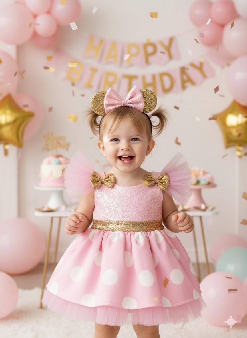 Minnie Mouse Dress Pink and Gold - Etsy