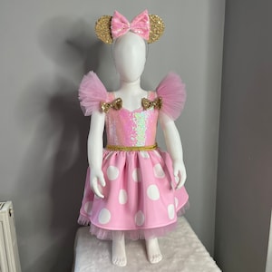 Pink and gold Minnie Mouse costume, Pink Minnie Mouse Inspired costume, Minnie Mouse costume,Minnie Mause party, Minnie Mouse Dress,Gifts