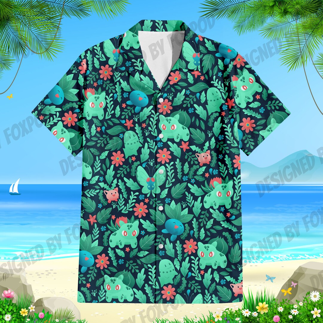 Bulbasaur Hawaiian Shirt Button up Shirt Bulbasaur Birthday Etsy Canada