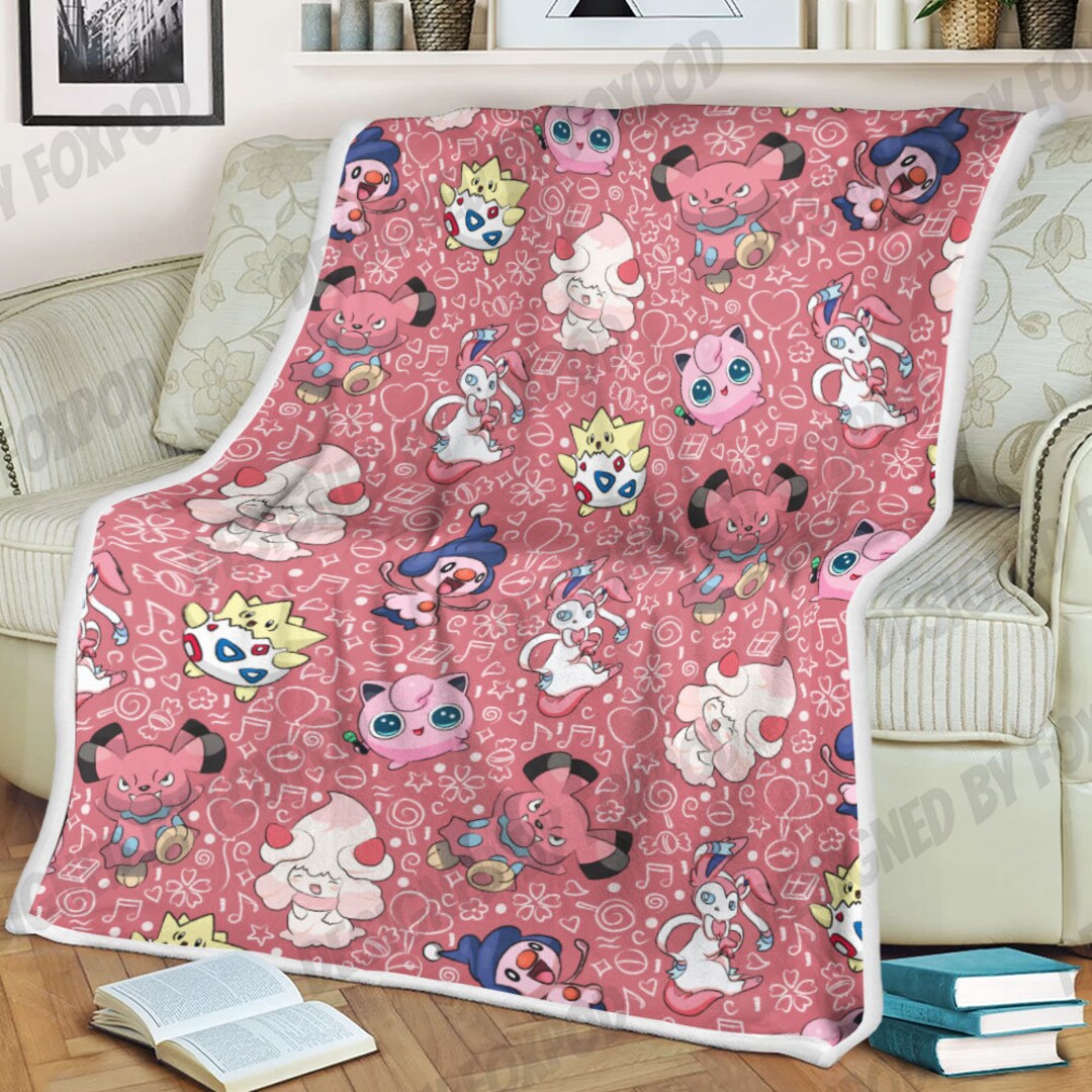 Jigglypuff Cute Fleece Blanket, Baby Birthday Gift, Home Decor, Mother's Day Gift, Memorial