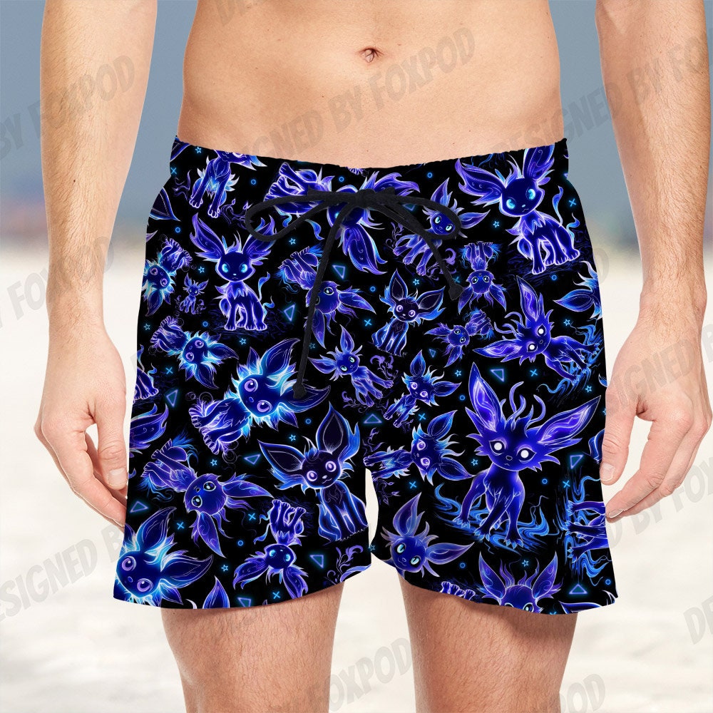 Discover Espeon Umbreon Beach Short, Summer Vacation Hawaiian Short