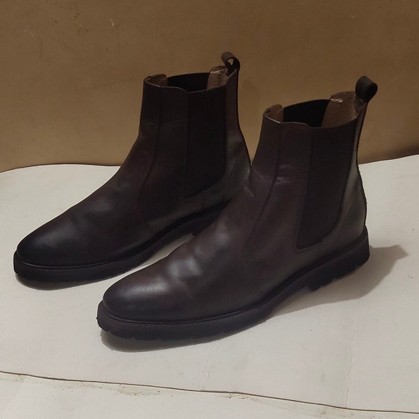 Men black leather chelsea Mens boots with natural rubber sole | Mens Handmade Leather Shoes