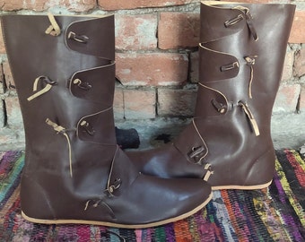 Medieval Leather Boots Ren Faire Renaissance Shoes Pirate Shoes Viking Shoe Retro Gothic Pirates Cosplay Boot Size 11
