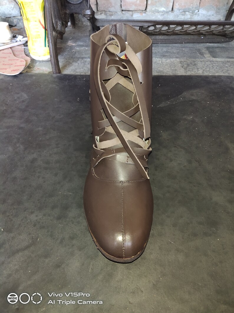 Medieval Renaissance Viking Boots, Renaissance Leather Shoes, Ren Faire