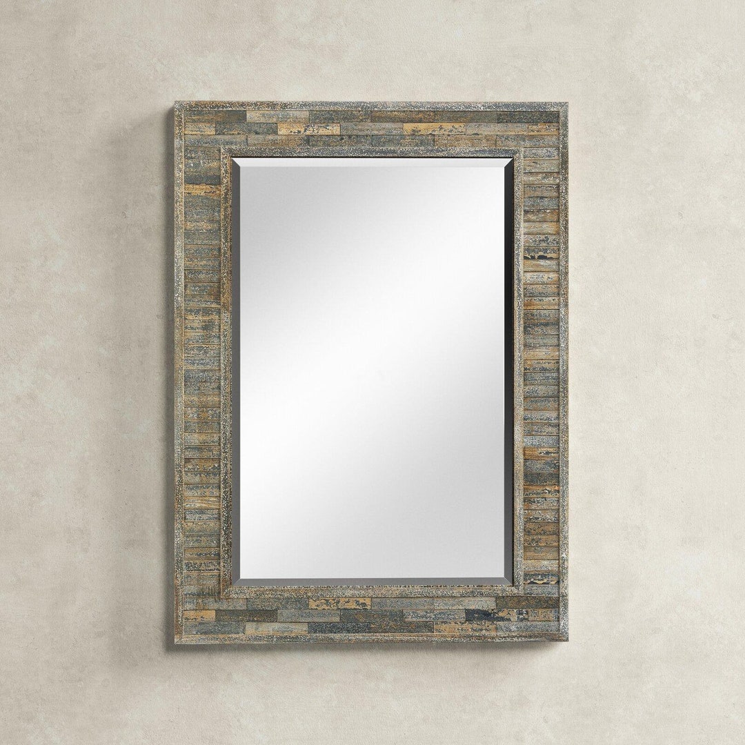 Rectangle Wood Wall Mirror Barnwood Vanity Mirror Hanging Etsy