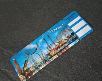 PortAventura World Ticket, personalisiertes Ticket, Einladung, personalisiertes Geschenk, originelle Reiseankündigung, Kind