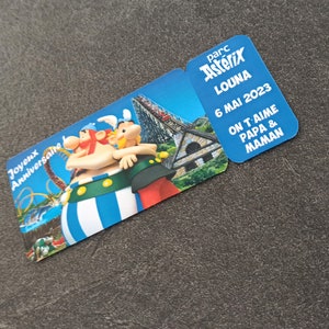 Billet Parc Astérix, Ticket personnalisé, Invitation, Cadeau personnalisé, Annonce voyage originale, Toutatis image 8