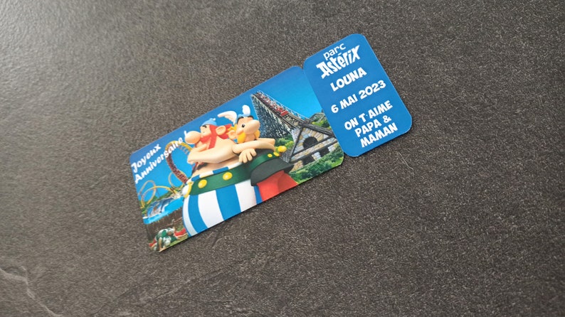 Billet Parc Astérix, Ticket personnalisé, Invitation, Cadeau personnalisé, Annonce voyage originale, Toutatis image 8