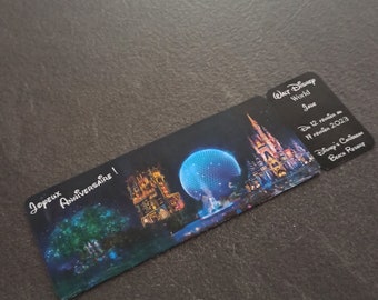 Billet Disney World, Ticket personnalisé, Invitation, Cadeau personnalisé, Annonce voyage originale, Cadeau Noel, Floride, Orlando, Epcot