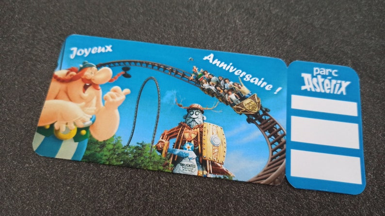 Billet Parc Astérix, Ticket personnalisé, Invitation, Cadeau personnalisé, Annonce voyage originale, Toutatis, à imprimer image 1