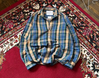Frank and Eileen "Eileen" Italian Woven Flannel Plaid Button Down Shirt Womens