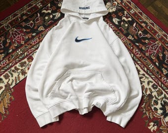 Y2K Nike Center Swoosh Vintage Hoodie Size L Mens White