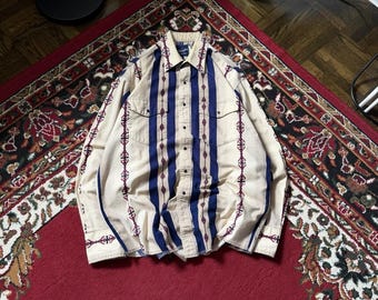 Wrangler Flannel Aztec Southwest Pearl Snap Westernskjorta L