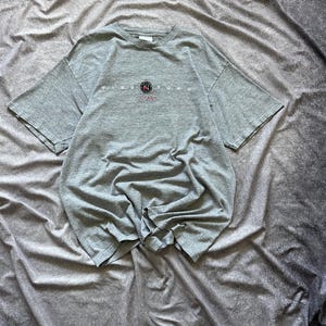 Y2K Nike Town Chicago Grå Distressed T-shirt USA Center Swoosh Herr L bild 2