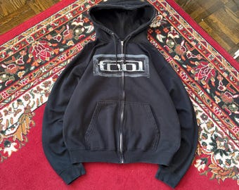 SELTENES Vtg-WERKZEUG Hoodie Herren XL 2005 Metallic Reflective Block Logo Full Zip