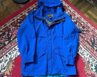 Vintage Eddie Bauer Jacke Herren Medium Lila Teal Gore-Tex Kapuzen Regenmantel 90er Jahre