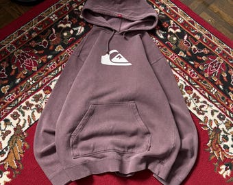Vintage 00s Y2K Quicksilver Surf Boarding Hoodie Burgundy gefärbt Herren Größe S
