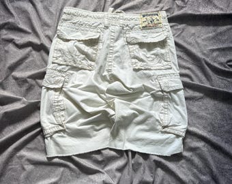 True Religion Y2K Big Stitch Cargo Shorts Mens Sz 33 White