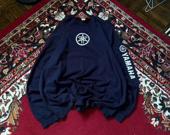 90s Yamaha Logo Long Sleeve T Shirt Motorcycle Racing XXL Y2K Vintage Fade
