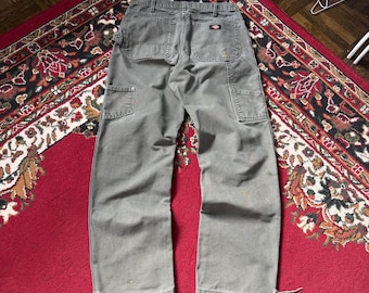 Dickies Relaxed Straight Fit Duck Canvas Carpenter Work Pants Green 30/30