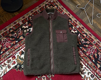 Peter Millar Crown Autumn Pile Sherpa Vest Men’s Medium Golf Full Zip Pockets