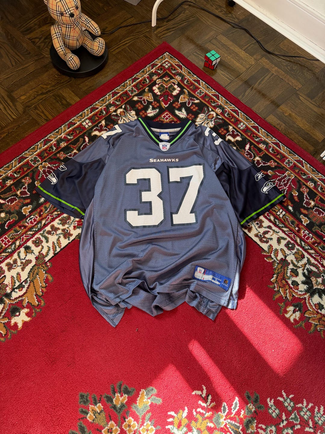 Alexander Reebok Sing Seattle Seahawks #37 Shaun Alexander Reebok Authentic Patch Home Jersey ...