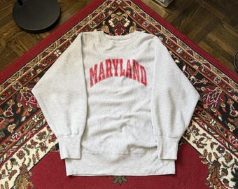 Vintage Champion Reverse Weave U of Maryland Crewneck Sweatshirt XL 90s