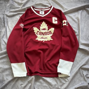 Seltenes VTG Roots Canada Eishockey Trikot Größe S Burgund