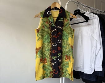TOKYO BLOUSE SPORTS Jungle Graphic Sleeveless Shirt Made in Japan Size M