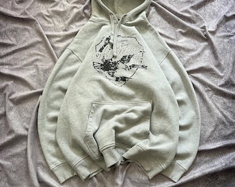 Y2K Avirex Eagle Print Gray Hoodie Men’s Large