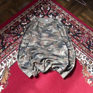 Y2K Volcom Stone Camo Thermal Waffle Knit Vintage Shirt Men L Sweater Skater