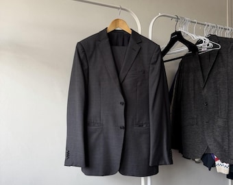 ZZegna Micro Check Wool Suit Mens 48R EU  Drop 8 Blazer Pants Ermenegildo Zegna