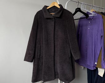 Cinzia Rocca Baby LLama Medium Length Single Breasted Coat Women's Size 48IT