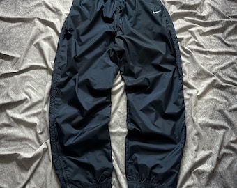 Y2k Vintage Nike Nylon Track Pants Black Size M Mens - Etsy