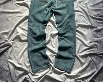 Vaqueros azules lavados estilo vintage Hugo Boss Y2k con corte de bota, talla 33