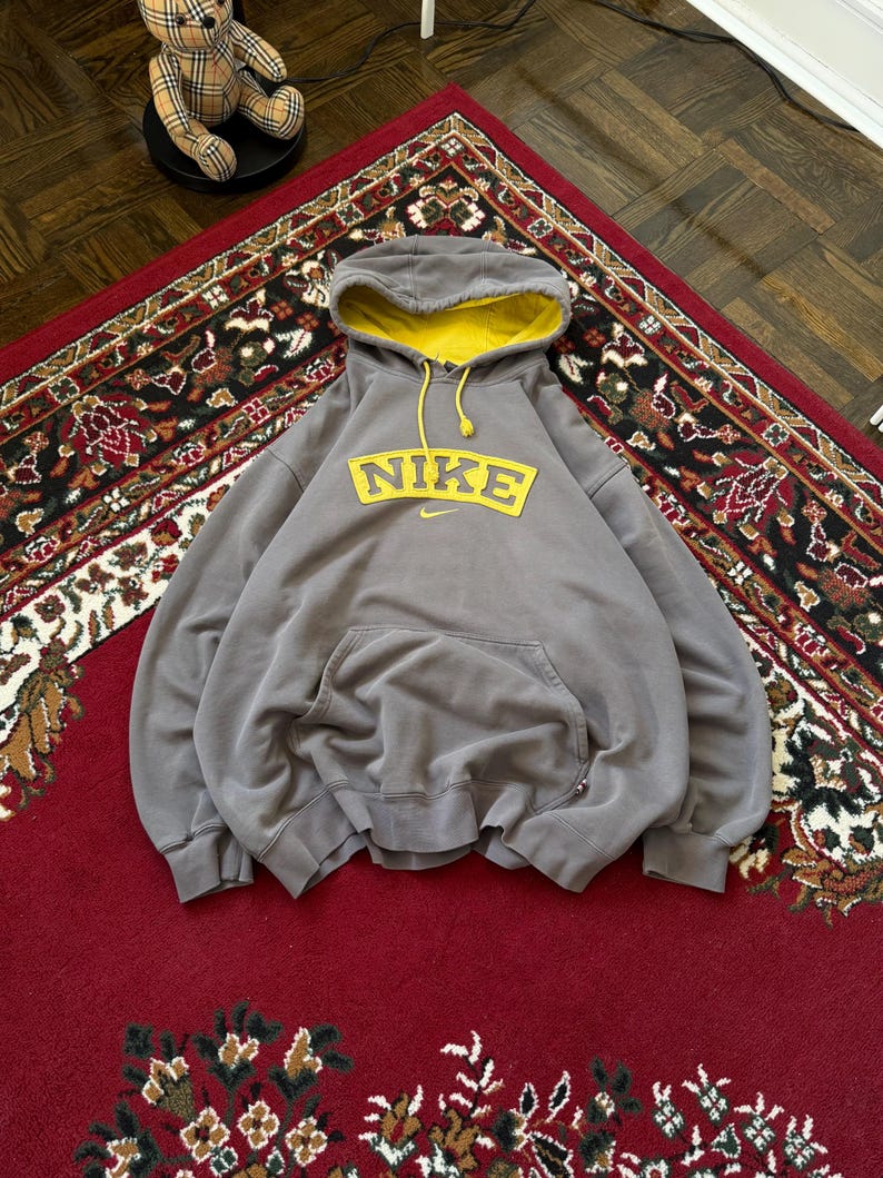 00s Y2K Nike Big Logo Swoosh Hoodie Distressed Size XL image 1