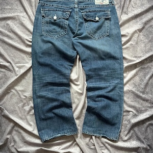 00s True Religion Straight Fit Baggy Jeans Thick Stitch Blue